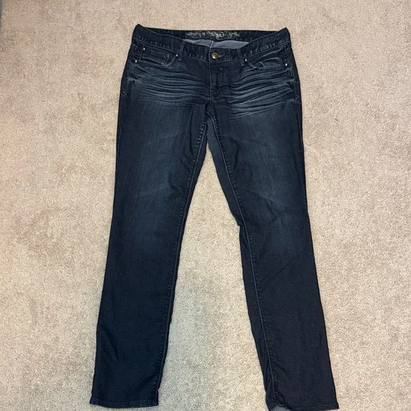 Express Stella Skinny Regular Fit Low Rise Dark Wash Stretch Denim Jeans 10 R - Picture 1 of 6